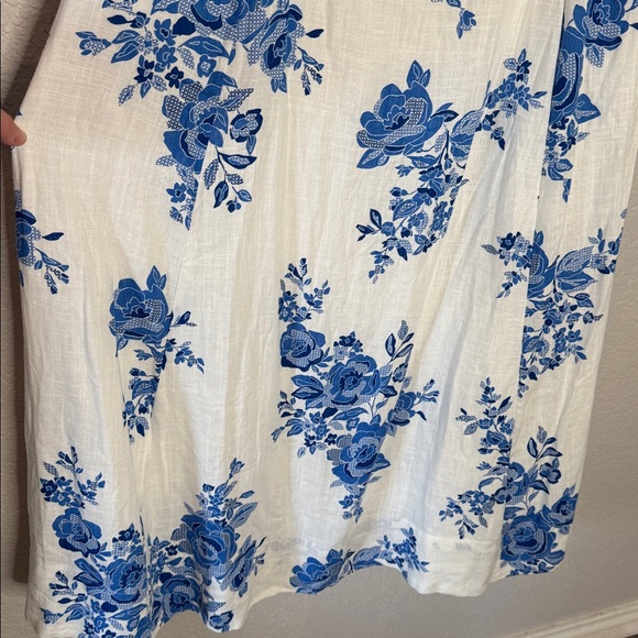NEW Halogen Blue Sleeveless Floral Print Midi Dress Sz XL Vacation Summer Spring - Picture 5 of 10
